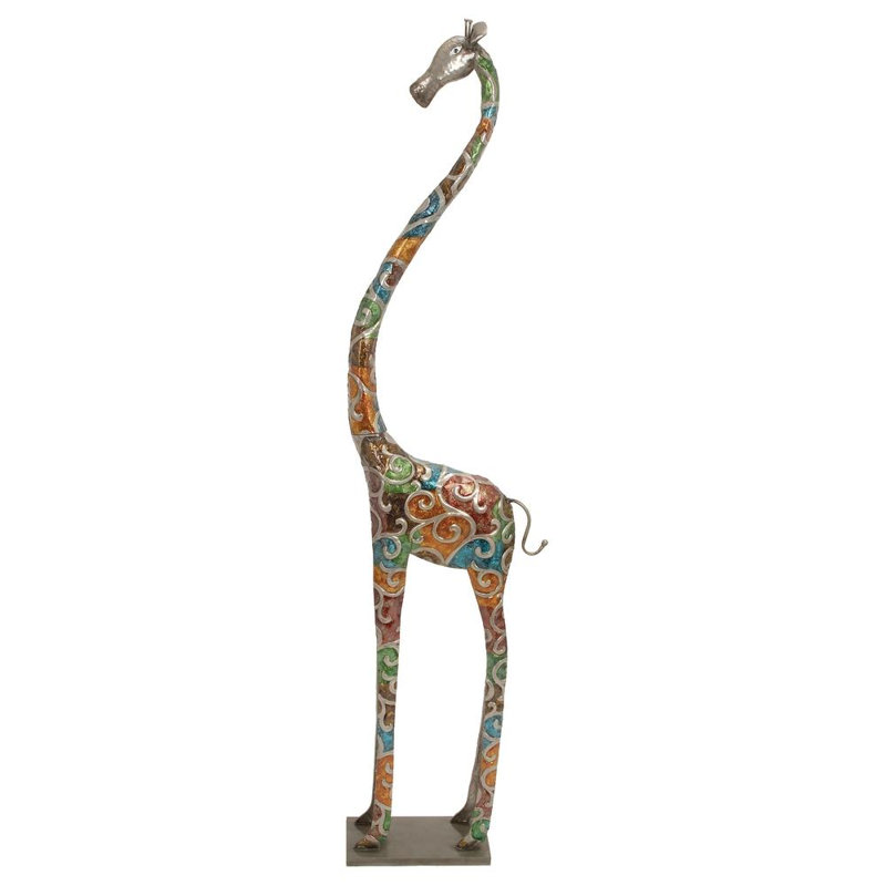 Wynn Metal Tall Giraffe Sculpture with Embossed Scrollwork