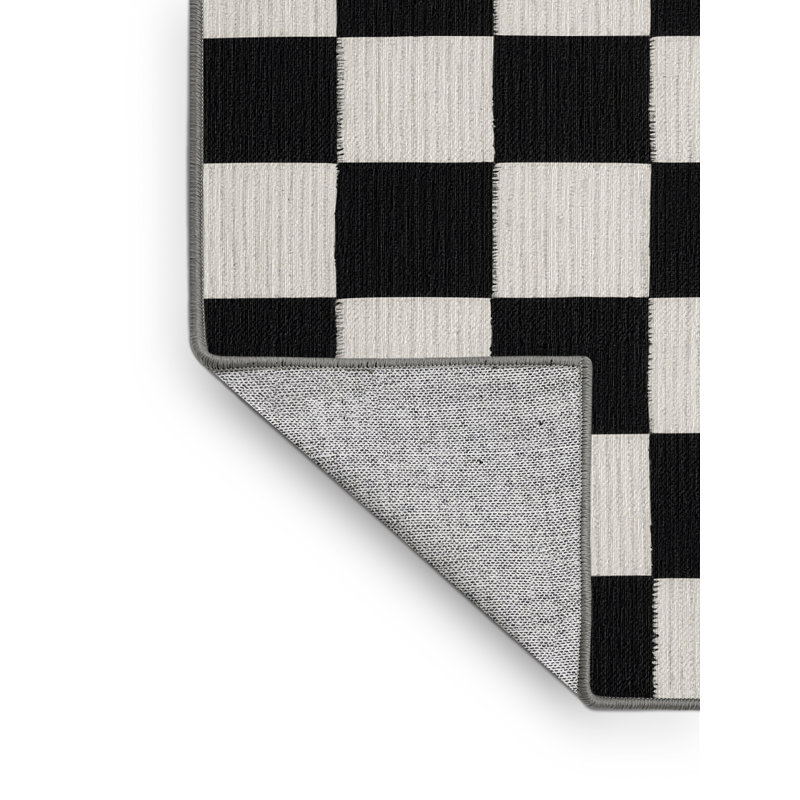 Machine Washable Checkered Gray Area Rug, Rectangle 8' x 10'