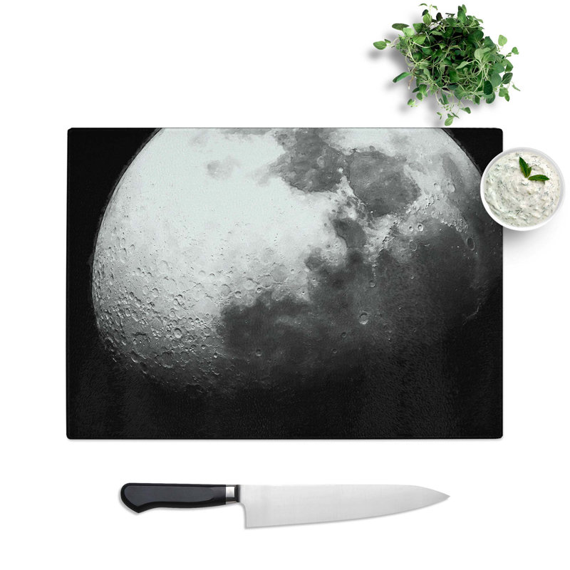 Glass Moon Craters Chopping Board, 28.5 cm W x 20 cm L