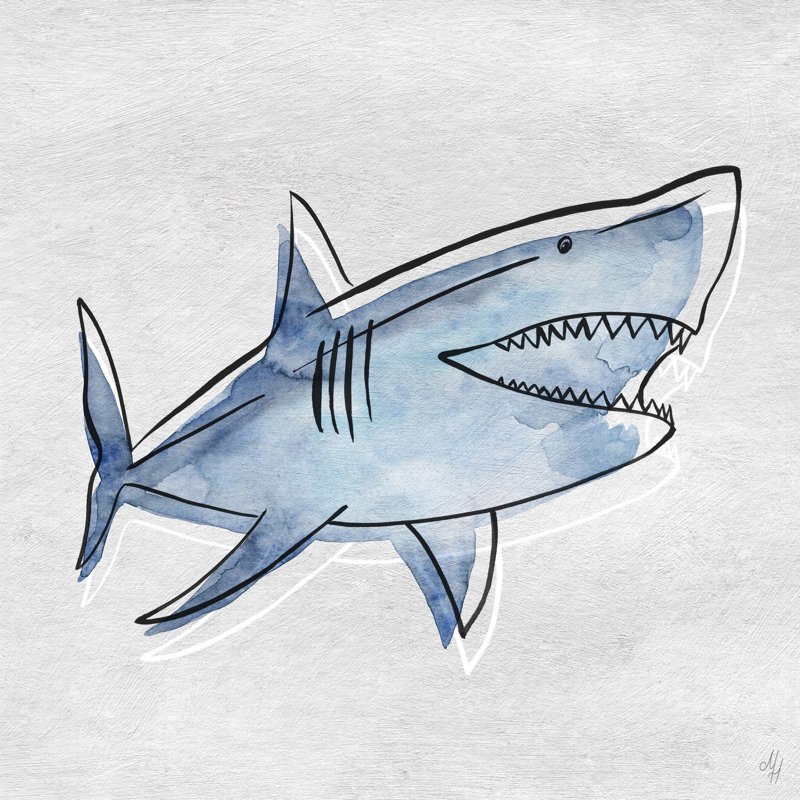 Cheeseman Great Shark Print on Wrapped Canvas, 12" H x 12" W x 1.5" D