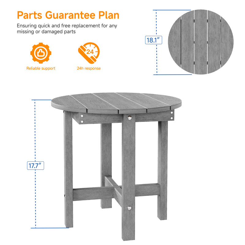  HDPE Small Round Side Table, Sturdy Outdoor Side Table, Weather-Resistant Outdoor End Tables for Patio, Porch, Deck