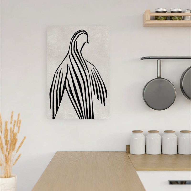 «Elegant Dove», impression d'oiseau minimaliste abstrait, 18" H x 12" W