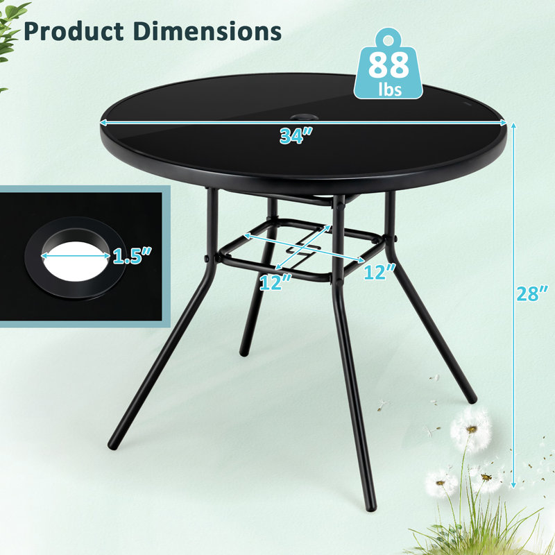 Round Glass Outdoor Dining Table