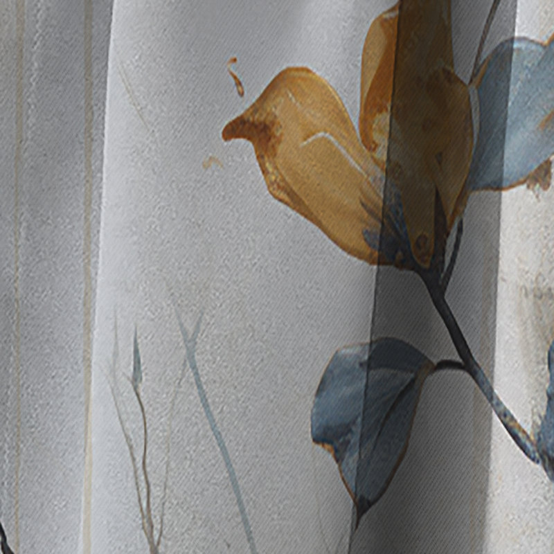 Beige et bleu fleur délice de jardin - rideau fleurs - rideau occultant floral - 1 panneaux, L 52 po x L 84 po