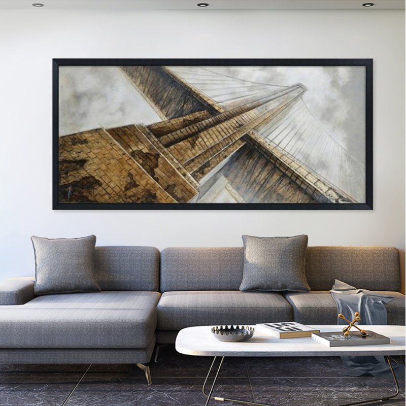 «Golden Gate Bridge» - Cadre flottant, reproduction d'art sur toile