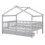 Lit double en bois avec deux tiroirs, gris-564437601