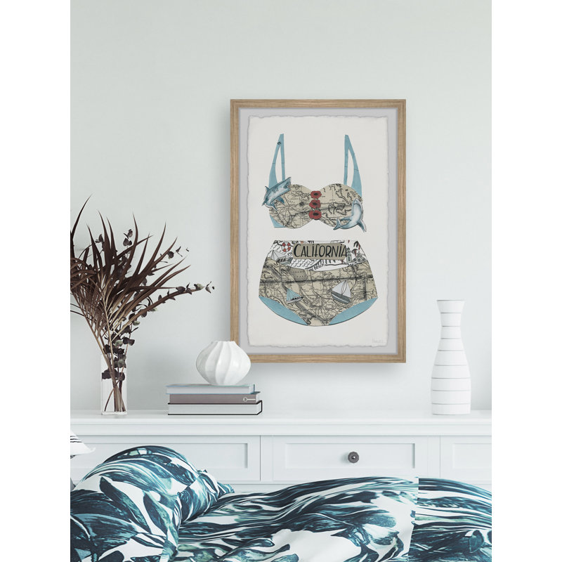 Carte des maillots de bain de Californie - impression encadrée sur papier, H 45 po x l 30 po x P 1,5 po