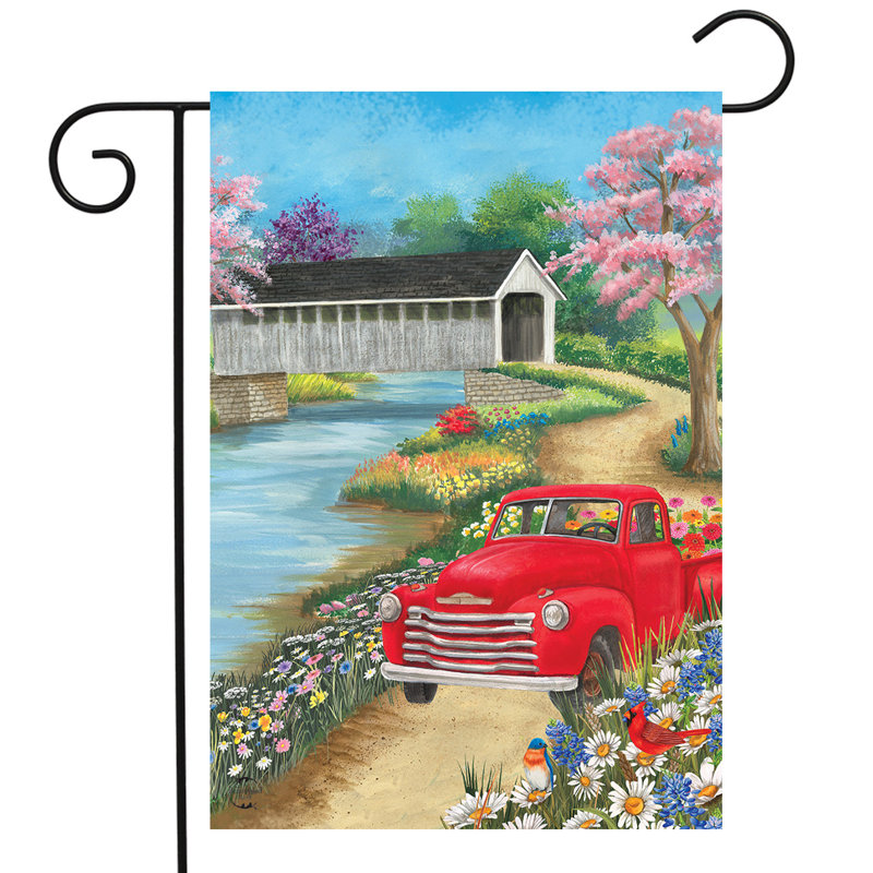 Drapeau de printemps avec pont couvert