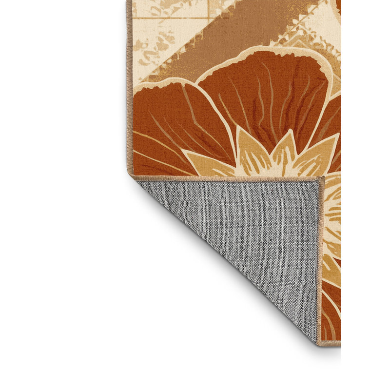 Machine Washable Parrilla Marigold Global Inspired Moroccan Rug in Brown – LightBrown Binding, 5' Square