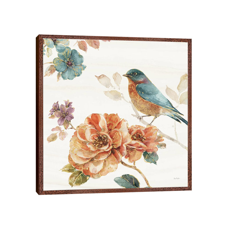 Spiced Nature III Soft White by Lisa Audit - Painting on Canvas, 45.72cm H x 45.72cm W x 3.81cm D, Classic Brown Wood Framed