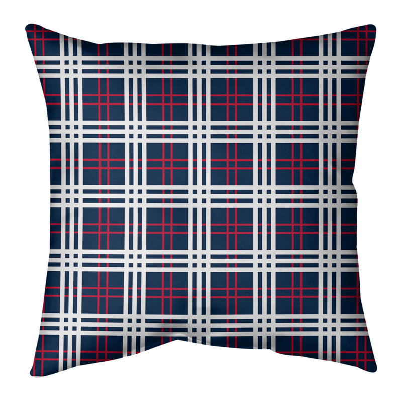 Housse de coussin carré et insert, Bleu nautique / rouge / blanc, 26 po x 26 po, Polyester / mélange de polyester