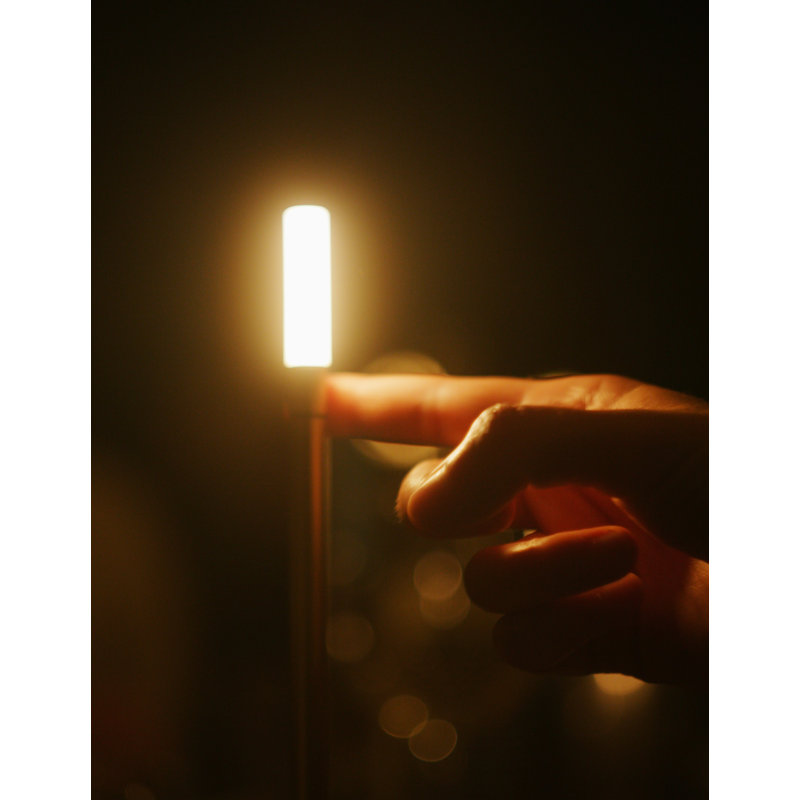 Candle-Inspired Portable Rechargeable Lamp - Wick, Brass, 10.2" H x 4.7" W x 4.7" D