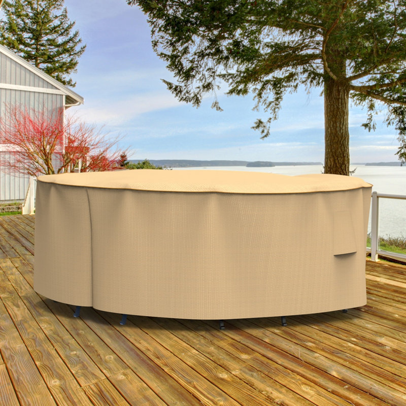 Eduardo Outdoor Patio Table & Chairs Set Cover, Medium - 88" Diameter x 30" Drop