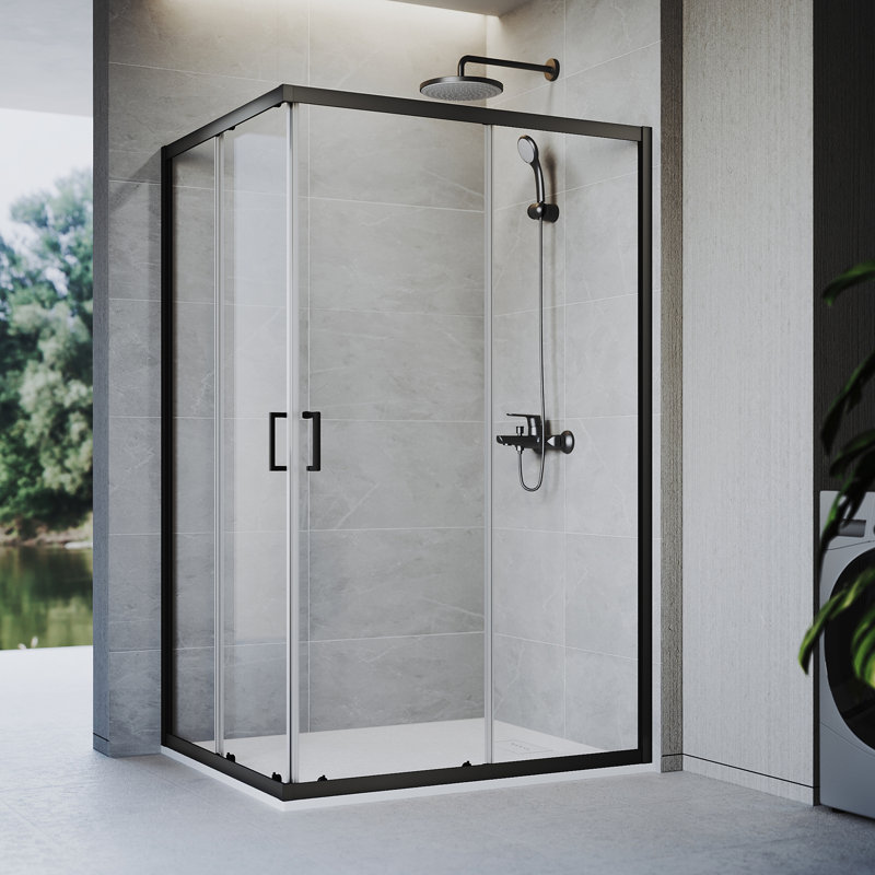 120cm Sliding Shower Enclosure, 5mm Tempered Glass, Freely Combinable for Custom L-Shaped Bathroom Layouts, Matte Black