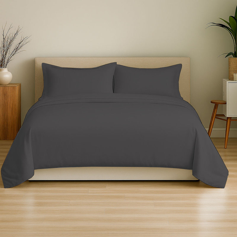 6-Piece Soft Microfiber Sheet Set, California King Sheet Set with 4 Pillowcases, Dark Gray