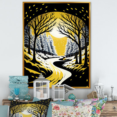 «Winter Trees with Snow Mountain River III», reproduction sur toile