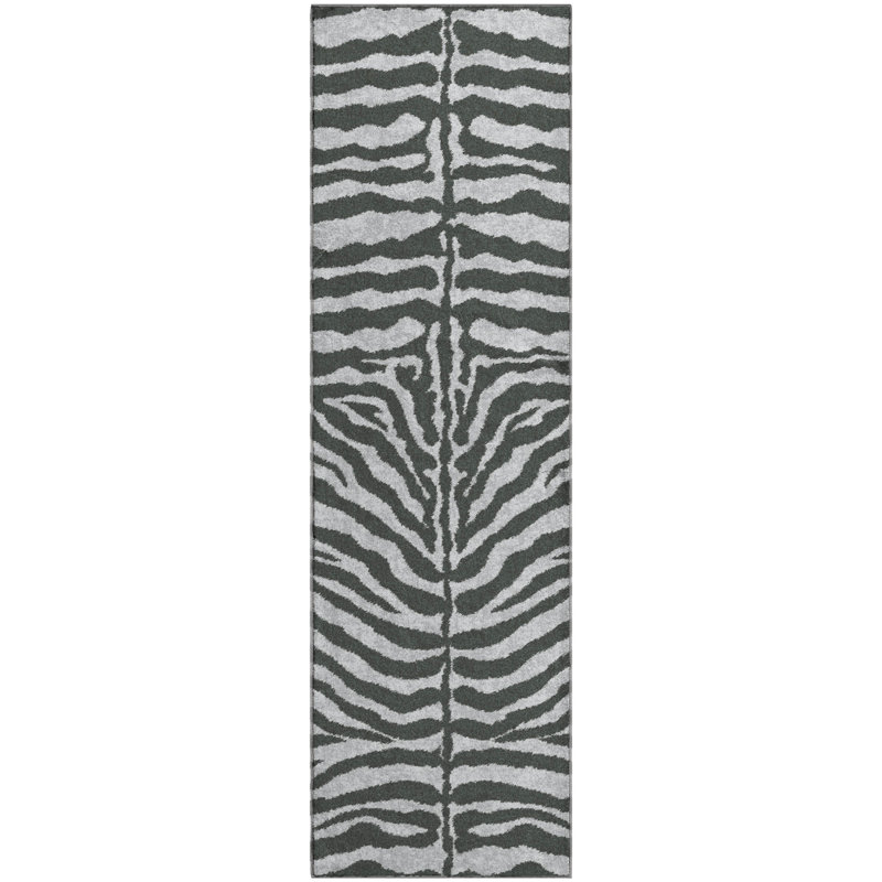 Premium Machine Washable Kishonna AMF42 Gray Rug, Runner 2'3" x 7'6"