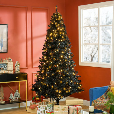Arbre de Noël 500 à DEL 500 pi blanc chaud, 7,5 pi de hauteur, 1346 pointes de branches, arbre de 7,5 pi de hauteur avec abat-jour noir dense