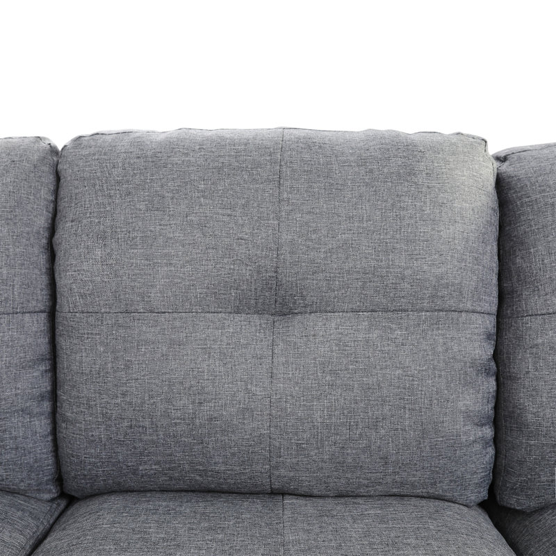Canapé modulaire avec repose-pieds 103,5 po Tatiauna, Accoudoir à gauche (vu de face), Lin gris moyen