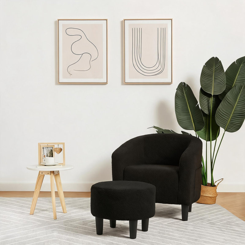 Chaise d'appoint avec repose-pieds, Noir