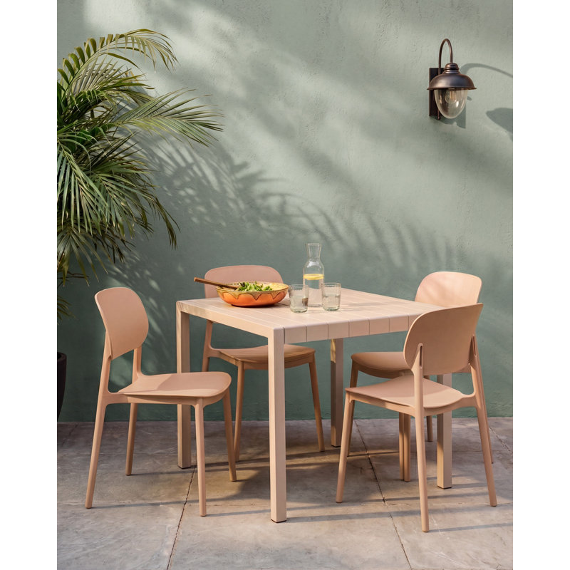 Stackable Outdoor Patio Dining Side Chair, Beige