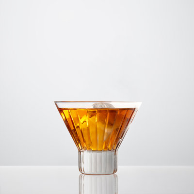 Zelda Stemless Martini Glass Set of 2 Textured Cocktail Glasses and Drinking Glass with Modern Barware Elegant