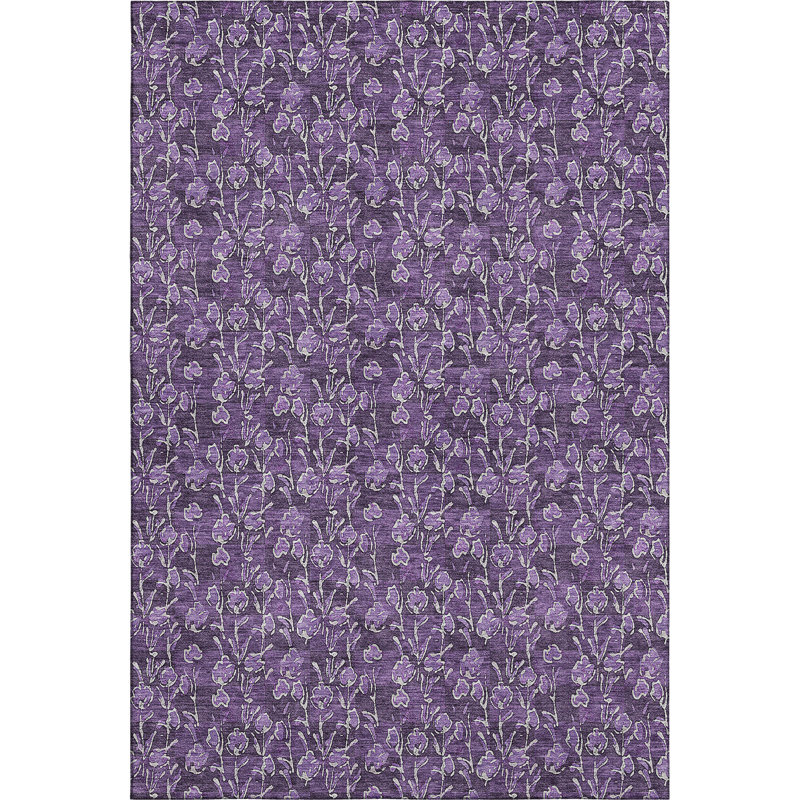 Premium Machine Washable Prisco Purple Rug, Rectangle 2'6" x 3'10"