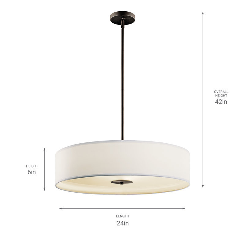 Lustre à abat-jours cylindrique à trois lumières, Bronze vieilli