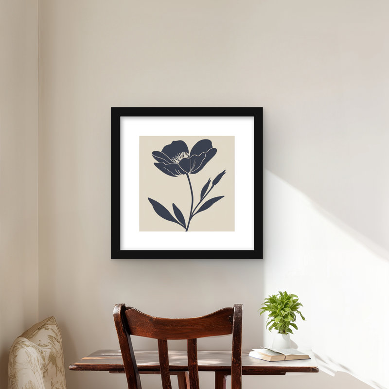 La fleur - reproduction encadrée pour la décoration intérieure, Noir, H 16 po x l 16 po