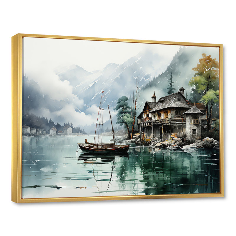 Annecys Lake In France Aura sur impression sur toile, Cadre flottant doré, H 30 po x l 40 po x P 1,5 po