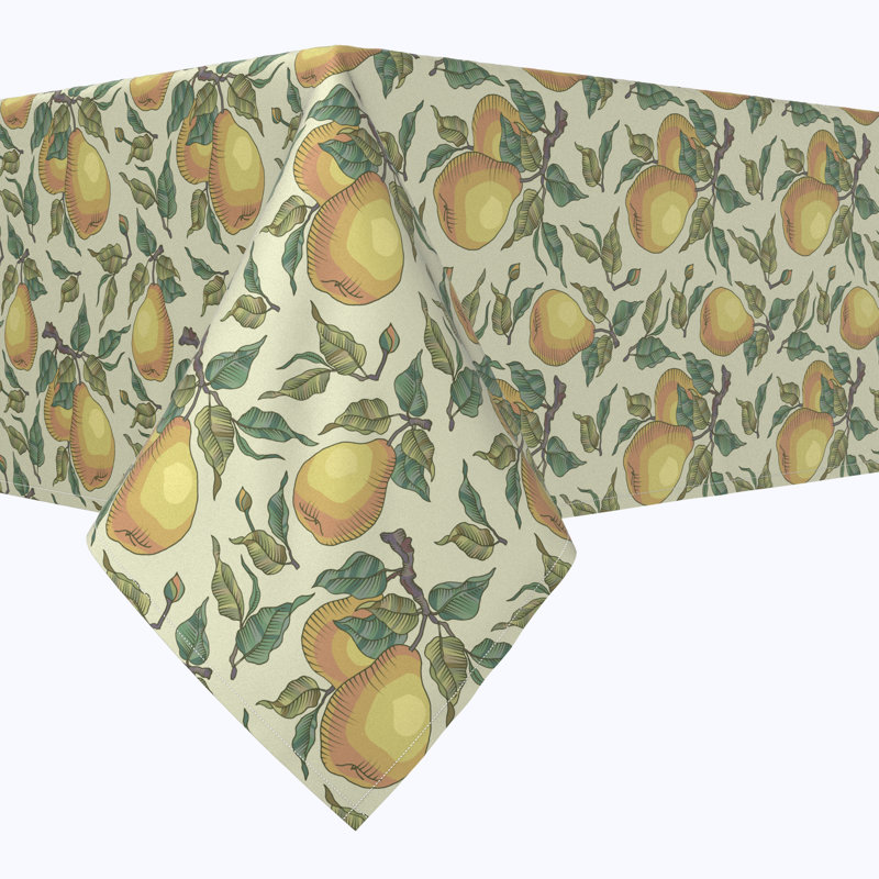 Square Tablecloth, 100% Cotton, 52X52", Painted Pear Tree, 52" L x 52" W