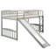 Lit mezzanine simple gris avec glissade et - Maximise l'espace de la chambre à coucher, utilisation polyvalente, structure en bois de pin, conception de structure stable, lattes solides, durabilité, ajout élégant
