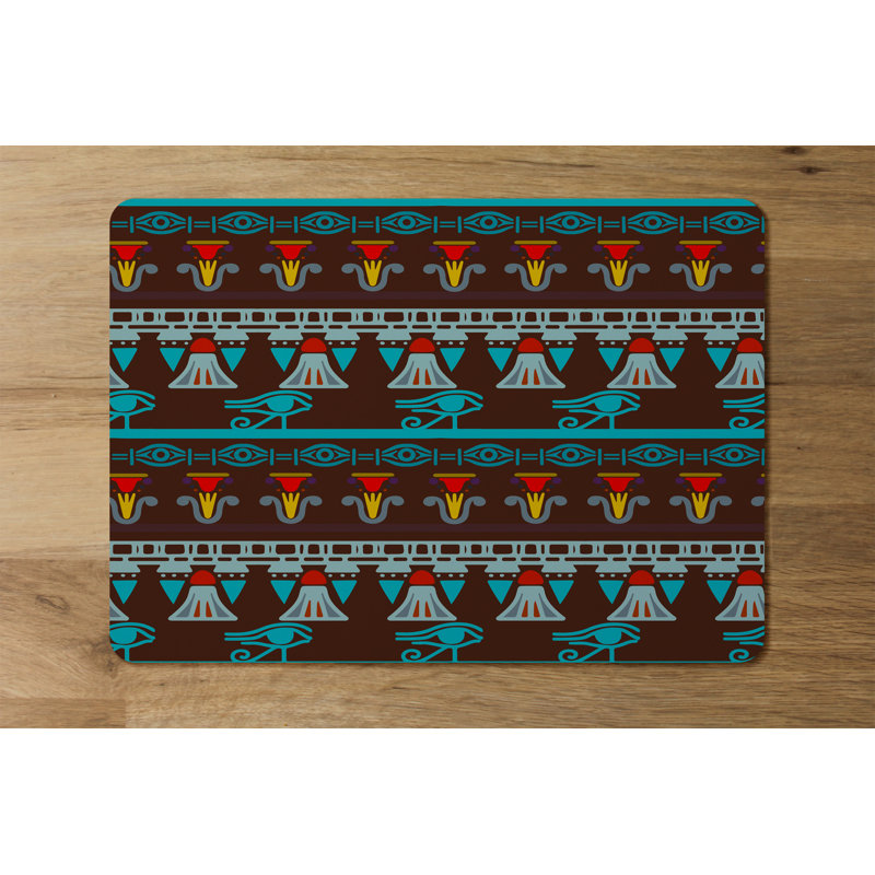 Arpun Polyester-Coated Hardboard No Pattern Rectangle Placemat, Brown/Red/Sky Blue/Orange