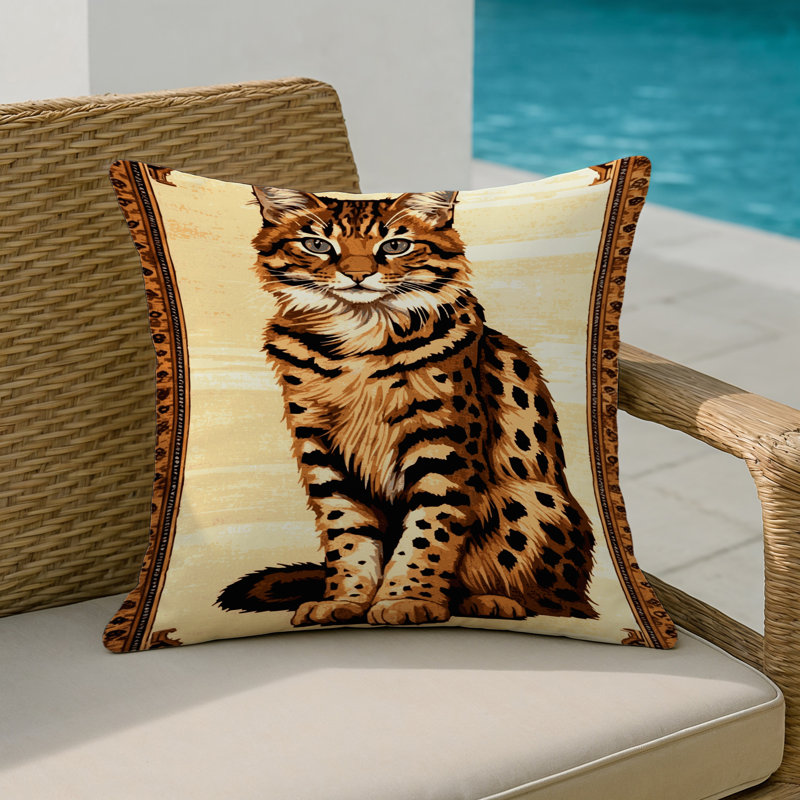 Coussin décoratif intérieur et extérieur Turkish Angora Cats, Carré 16 po, Mau arabe