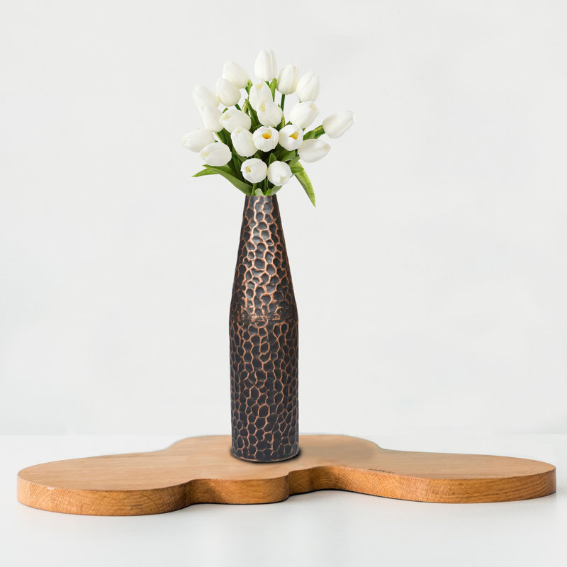 Ajoni Aluminum Table Vase,  Black/Copper