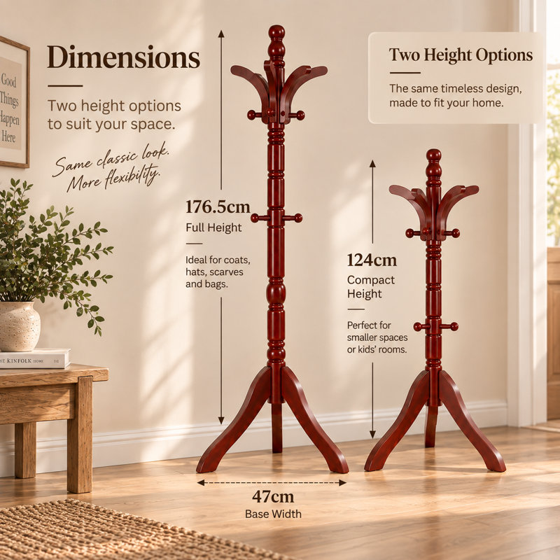 Karragullen Solid Wood Freestanding 5 - Hook Coat Rack