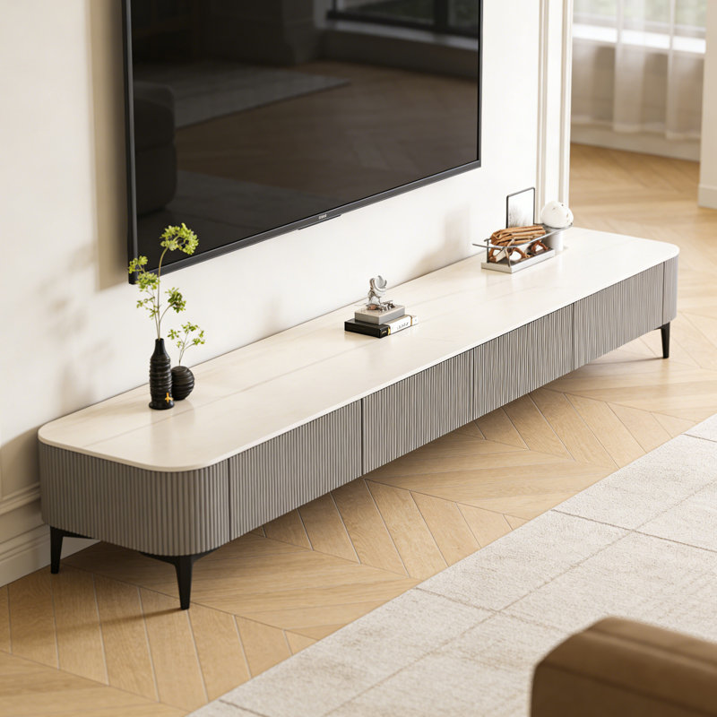 Meuble télé Rock Slab, Blanc / noir / gris, H 15,35 po x L 78,74 po x l 11,81 po
