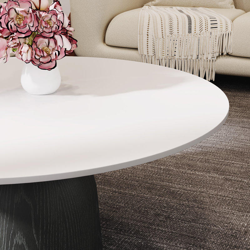 Ensemble de 2 tables basses en bois et en faux marbre, H 17 po x L 35,4 po x l 35,4 po, Blanc