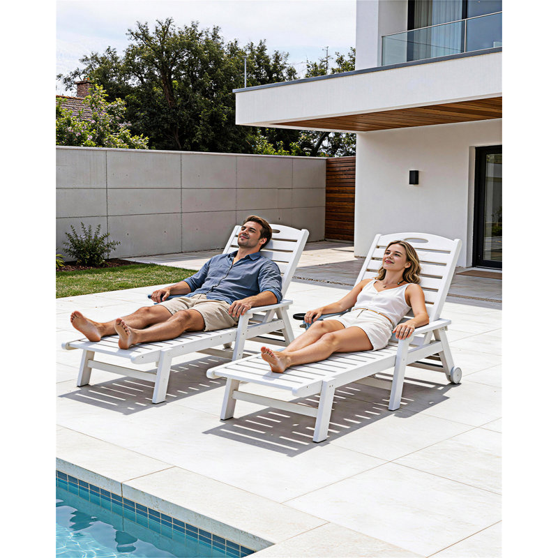 Ensemble de 2 chaises longues d'extérieur