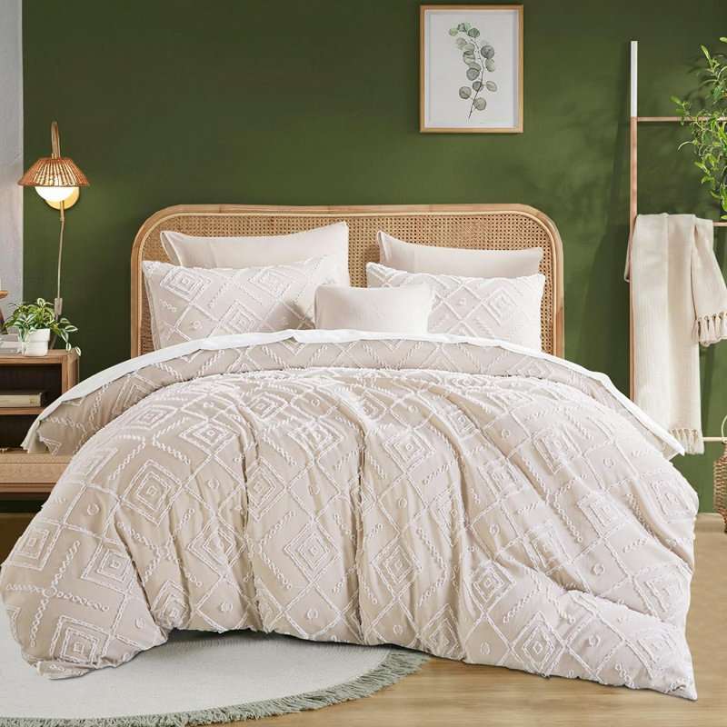 W-SJTYFL Microfiber / Polyester Duvet Cover Set, Queen Duvet Cover + 2 Standard Pillowcases, Beige