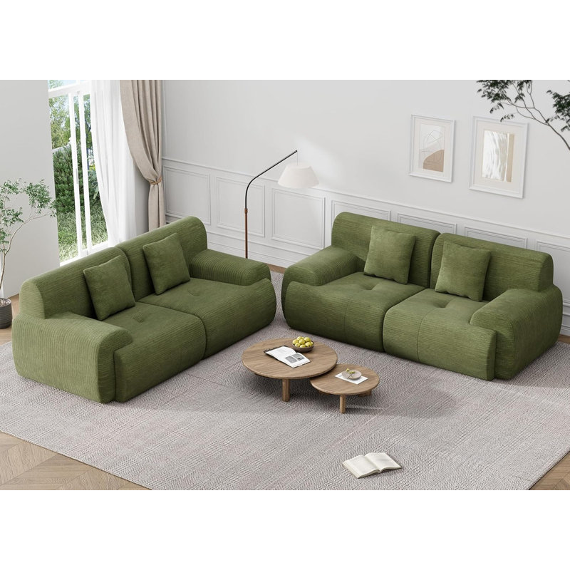 Ensemble de canapé-lit modulaire 2 pièces - ensemble de canapés en velours côtelé désossé, ensembles flexibles pour le salon, la chambre à coucher, aucun assemblage requis