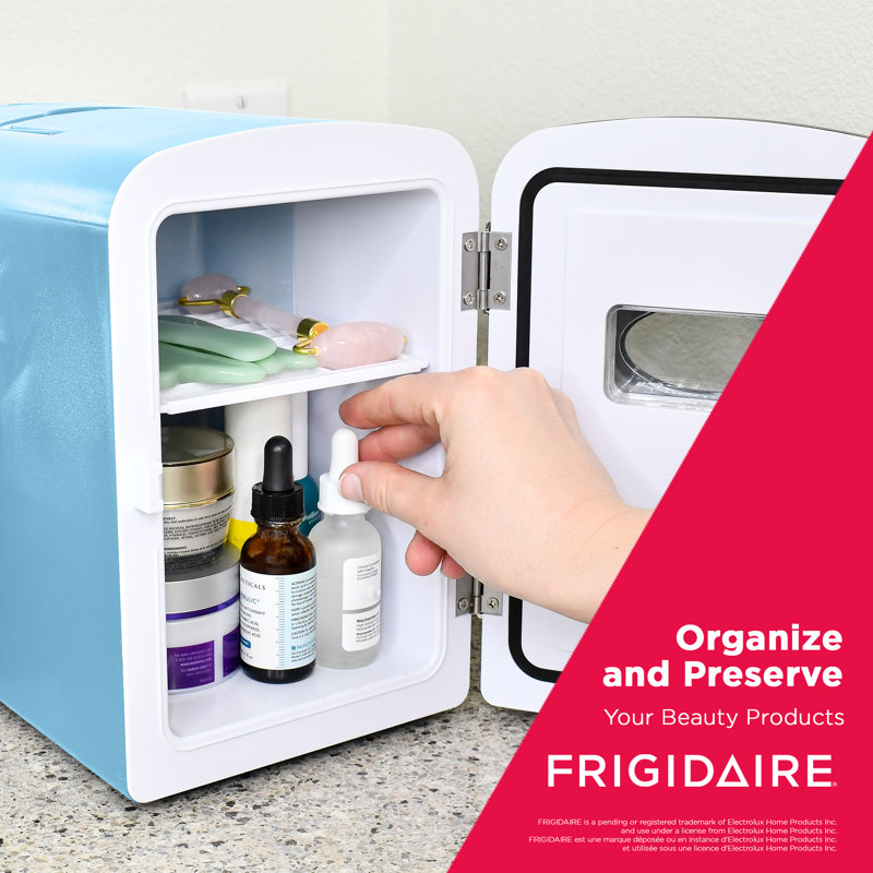 Frigidaire 9 Can/5 Liter Retro Mini Fridge Cooler, Portable Fridge for Car, Office, Bedroom, Dorm Room, Blue