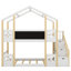 Lit superposé simple au dessus d'un lit simple avec escalier de rangement, structure de lit superposé au sol en bois avec tableaux noirs