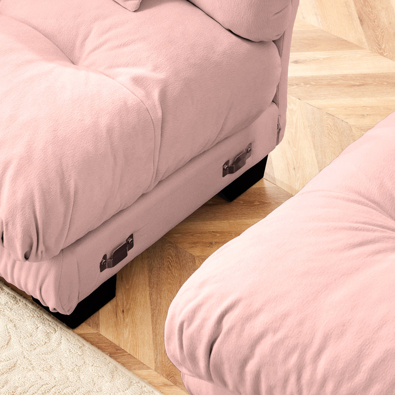 Modular Sectional Sofa Couch,Oversized L Shaped Cloud Couch, Pink, 3, 35.4" H x 133.8" W x 36" D