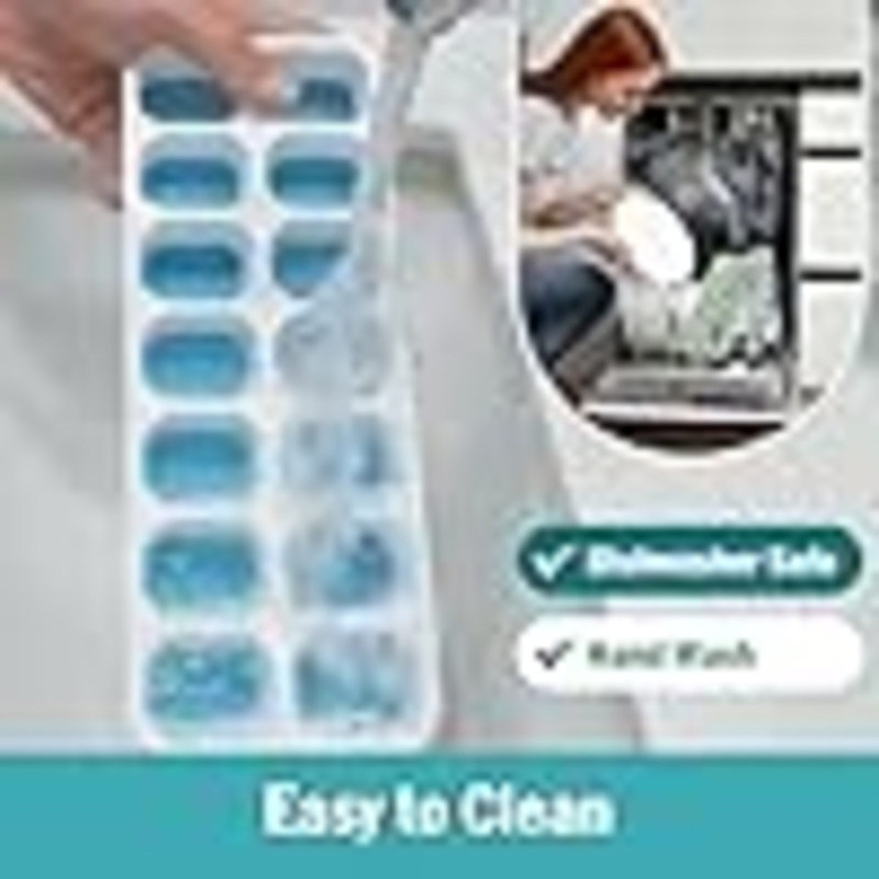 Ice Cube Trays For Freezer - 3 Pack 42 Cubes, Easy To Release Silicone Ice Trays With Spill-Resistant Lids, Reusable Ice Tray,Stackable And BPA-Free, Perfect For Cocktails, Drinks,And Ice Coffee