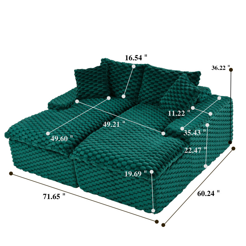 Canapé inclinable en mousse 71,65 po, Vert