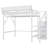 Twin Size Loft Bed With Stairs, Metal Full Loft Bed With Storage Shelves, High Loft Bed With Wardrobe For Kids Teens,White-91347086-91347072
