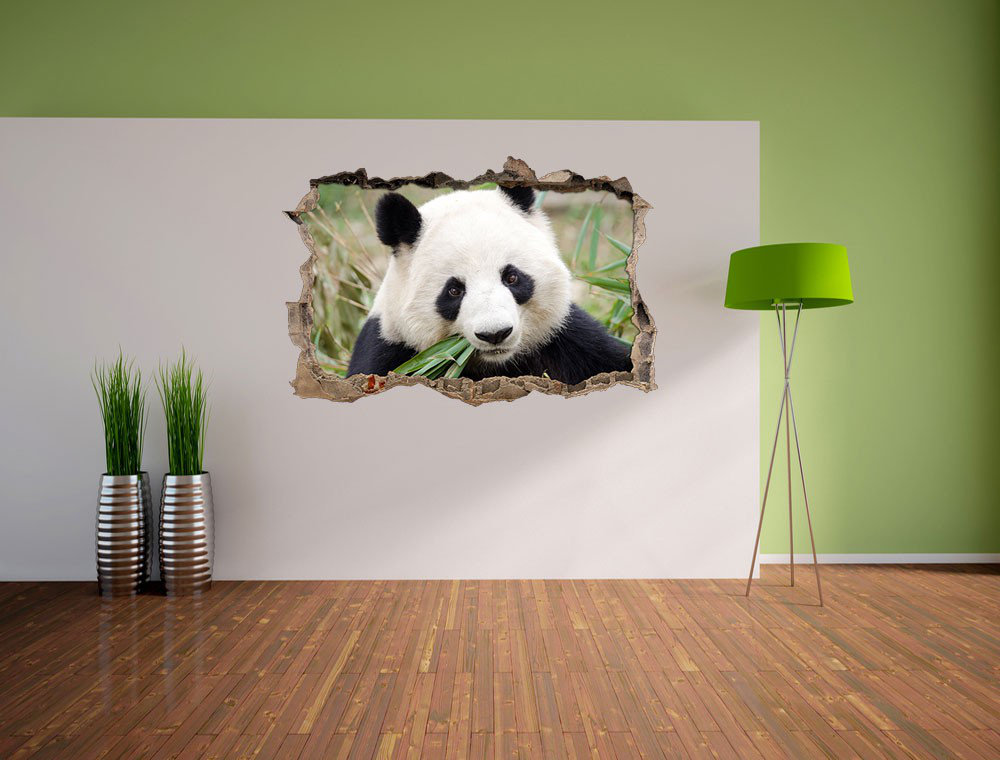 Panda genießt Bambus Wandsticker