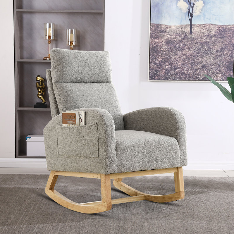 Chaise berçante rembourrée Jhonnie, gris