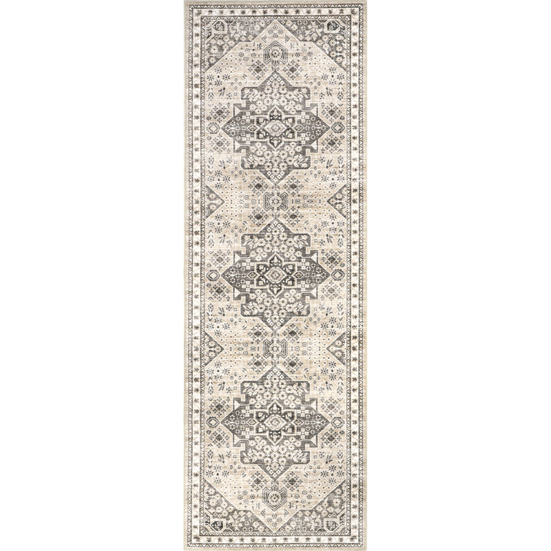 Eira Medallion SplashGuard Machine Washable Area Rug, Runner 2' 6" x 8'